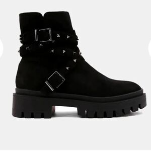 BRAND NEW SHU SHOP STUDDED SOFT FAUX SUEDE CHUNKY LUG SOLE BOOT